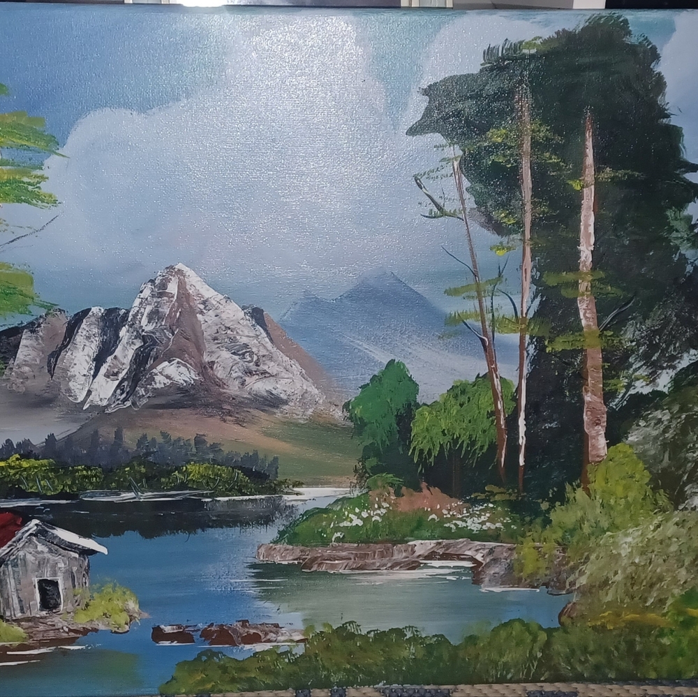 Scenic Mountain Landscape Painting Original Handpainted Acrylic